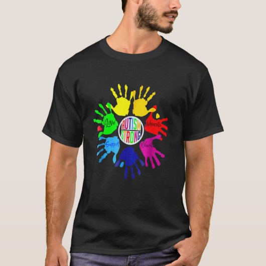 Autisme Bewustzijn Handpuzzel Steun T-shirt (Voorkant)
