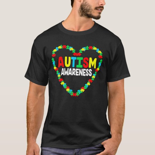 Autisme - bewustzijn Harde Puzzle Piece Support Au T-shirt (Voorkant)