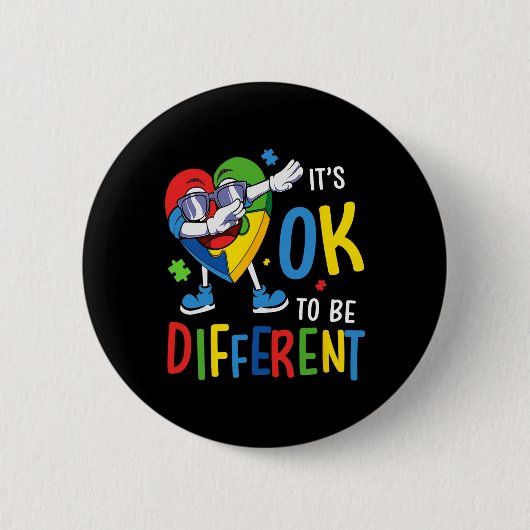 Autisme Bewustzijn Hart Dabbing Acceptatie Mannen Ronde Button 5,7 Cm (Voorkant)
