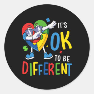 Autisme Bewustzijn Hart Dabbing Acceptatie Mannen Ronde Sticker