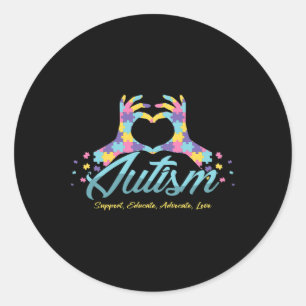 Autisme bewustzijn hart puzzel autistische lint sp ronde sticker