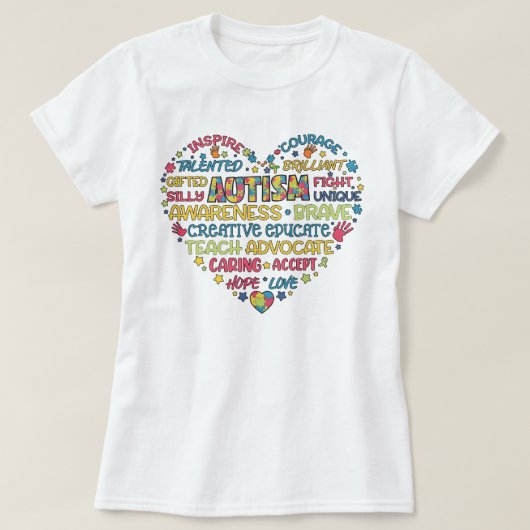 Autisme Bewustzijn Hart Puzzel Stuk Pride T-shirt (Design voorkant)