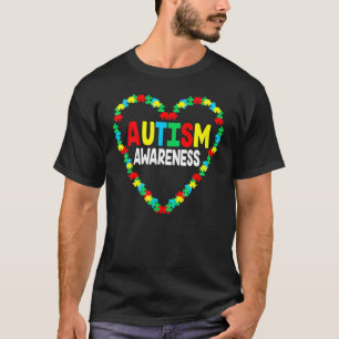 Autisme Bewustzijn Hart Puzzelstuk Steun Autist T-shirt