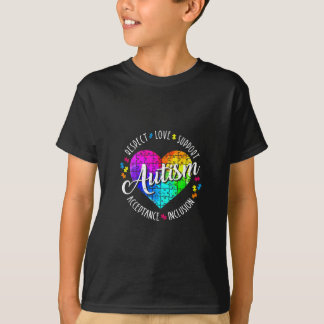 Autisme Bewustzijn Hart Respect Liefde Ondersteuni T-shirt