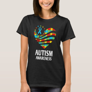 Autisme Bewustzijn Hart Steun Autistische Maand Ki T-shirt