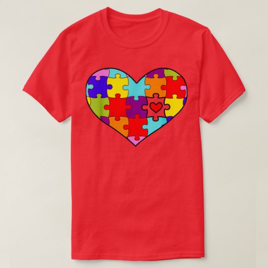 Autisme - bewustzijn Hartpuzzels T-shirt (Design voorkant)