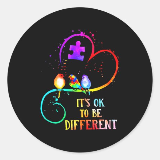 Autisme-bewustzijn Het is oké om een andere liefde Ronde Sticker (Voorkant)