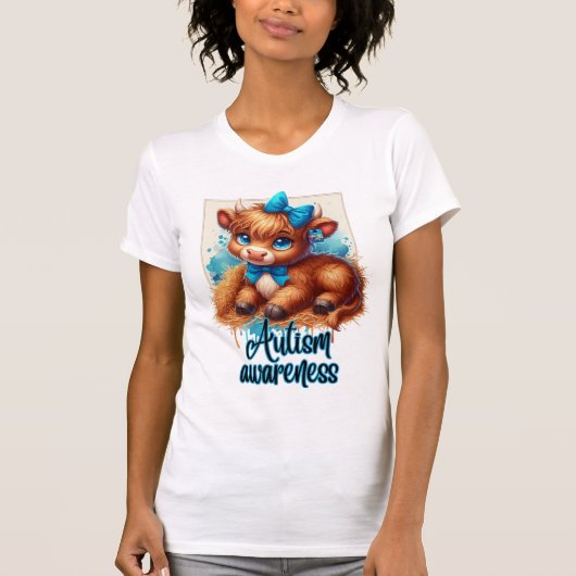 Autisme Bewustzijn Highland Koe Shirt (Voorkant)