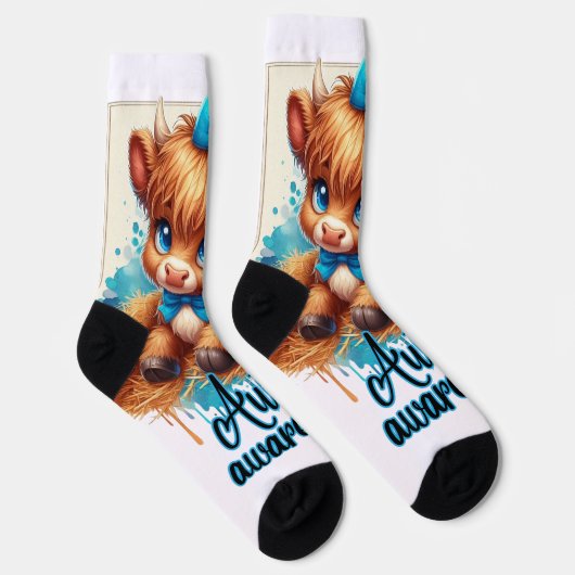 Autisme Bewustzijn Highland Koe Sokken (Rechts)