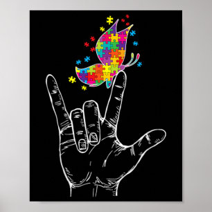 Autisme bewustzijn I Love You Asl Hand Gebarentaal Poster
