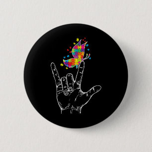 Autisme bewustzijn I Love You Asl Hand Gebarentaal Ronde Button 5,7 Cm