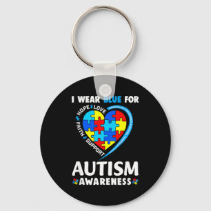Autisme bewustzijn Ik draag blauw voor autisme bew Sleutelhanger