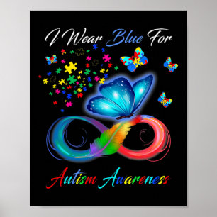 Autisme-bewustzijn Ik Draag blauw voor autisme Poster