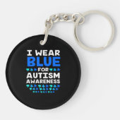 Autisme-bewustzijn Ik Draag blauw voor autisme Sleutelhanger (Achterkant)