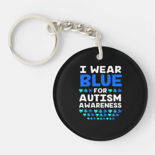 Autisme-bewustzijn Ik Draag blauw voor autisme Sleutelhanger