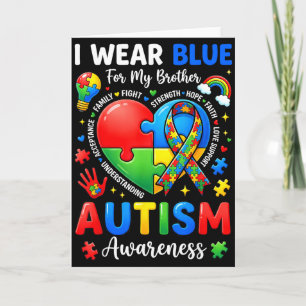 Autisme bewustzijn Ik draag blauw voor mijn broer Kaart