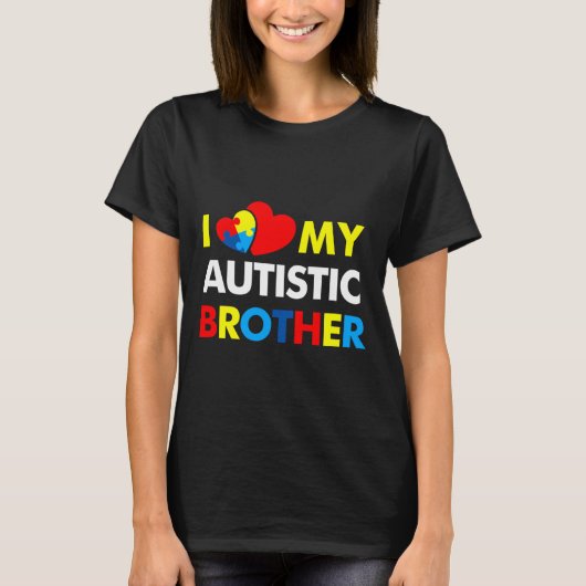 Autisme-bewustzijn Ik hou van mijn autistische bro T-shirt (Voorkant)