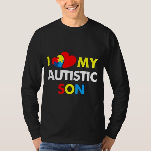 Autisme-bewustzijn Ik hou van mijn Autistische zoo T-shirt (Voorkant)