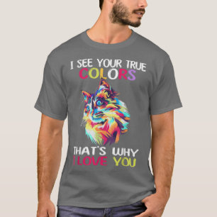 Autisme-bewustzijn Ik zie je ware kleuren-kat-auti T-shirt