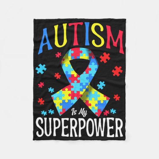 Autisme bewustzijn is mijn Superpower puzzelstukje Fleece Deken (Voorkant)