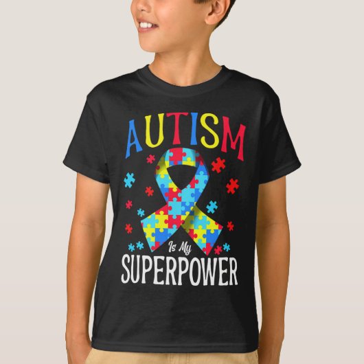 Autisme bewustzijn is mijn Superpower puzzelstukje T-shirt (Voorkant)