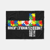 Autisme bewustzijn Jezus Kruis Puzzel Cool Christe Fleece Deken (Voorkant (Horizontaal))