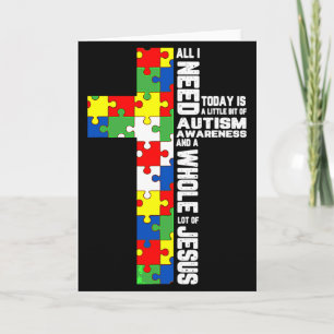 Autisme bewustzijn Jezus kruis puzzel Cool christe Kaart