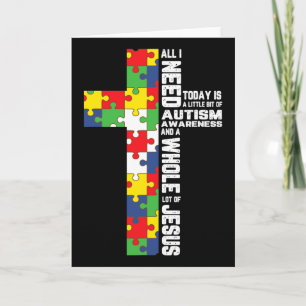 Autisme bewustzijn Jezus Kruis Puzzel Cool Christe Kaart
