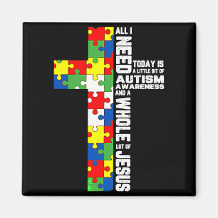 Autisme bewustzijn Jezus Kruis Puzzel Cool Christe Magneet