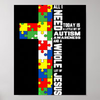 Autisme bewustzijn Jezus Kruis Puzzel Cool Christe