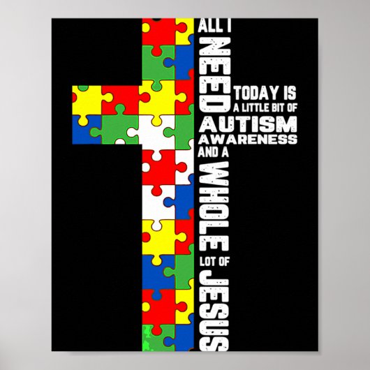 Autisme bewustzijn Jezus Kruis Puzzel Cool Christe Poster (Voorkant)