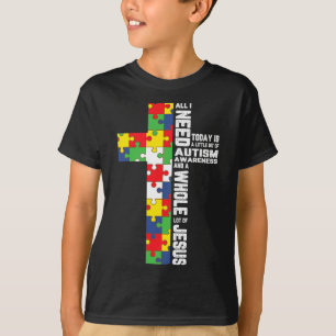 Autisme bewustzijn Jezus Kruis Puzzel Cool Christe T-shirt