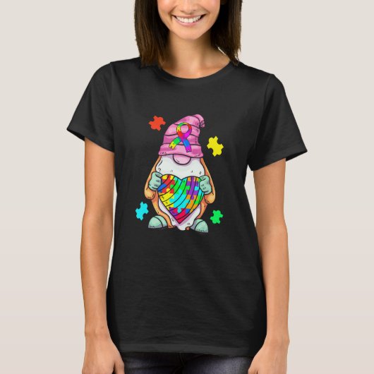 Autisme Bewustzijn Kabouter Knuffelend Hart Accept T-shirt (Voorkant)