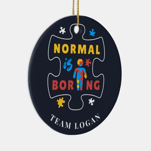 Autisme Bewustzijn Kerst Normaal Is Saai Keramisch Ornament (Rechts)