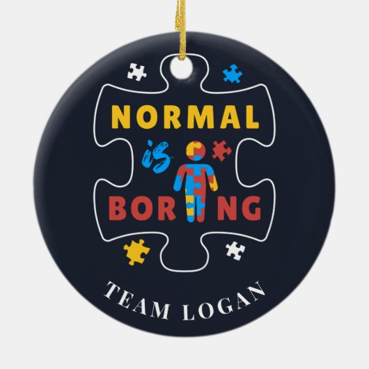 Autisme Bewustzijn Kerst Normaal Is Saai Keramisch Ornament (Achterkant)