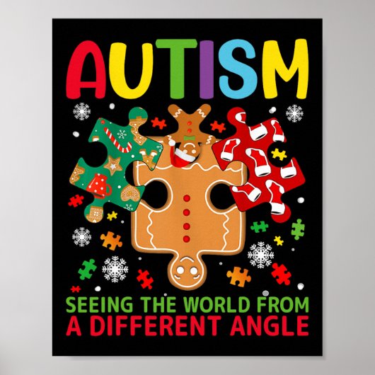 Autisme Bewustzijn Kerstmis Autistische Kerstdag P Poster (Voorkant)