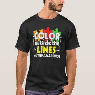 Autisme bewustzijn Kleur buiten de lijnen Onderste T-shirt