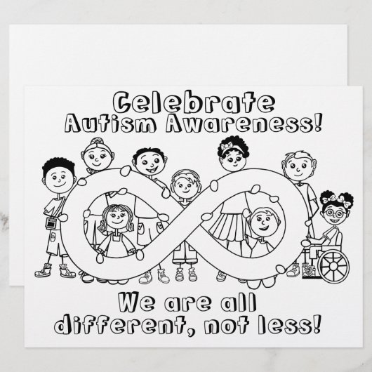 Autisme Bewustzijn Kleurplaat (Voorkant / Achterkant)