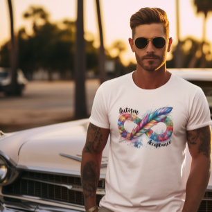 Autisme Bewustzijn Kleurrijke Feather Infinity Sym T-shirt