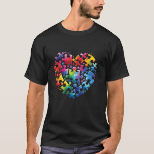 Autisme Bewustzijn Kleurrijke Puzzel Hart Liefde S T-shirt