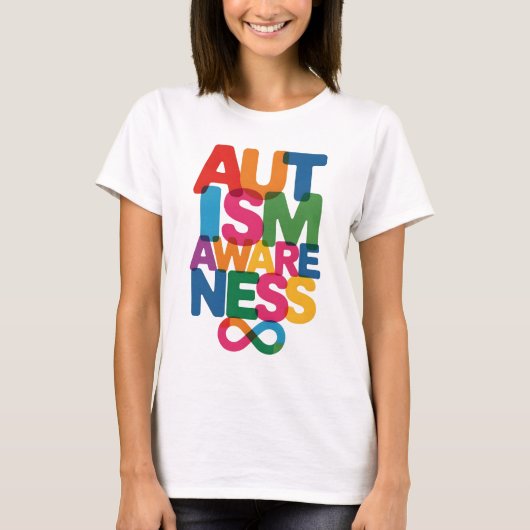 Autisme Bewustzijn Kleurrijke Typografie Ontwerp m T-shirt (Voorkant)