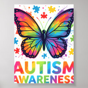 Autisme bewustzijn Kleurrijke Vlinder Puzzel Trui Poster