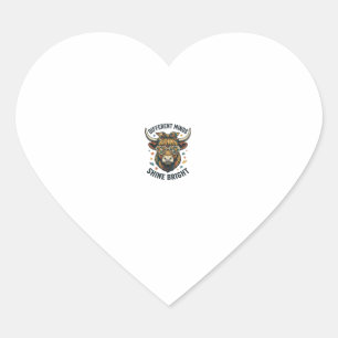 Autisme Bewustzijn Koe Vintage Gravure Ondersteuni Hart Sticker
