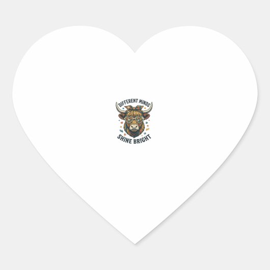 Autisme Bewustzijn Koe Vintage Gravure Ondersteuni Hart Sticker (Voorkant)