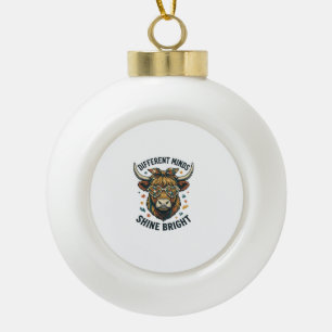 Autisme Bewustzijn Koe Vintage Gravure Ondersteuni Keramische Bal Ornament