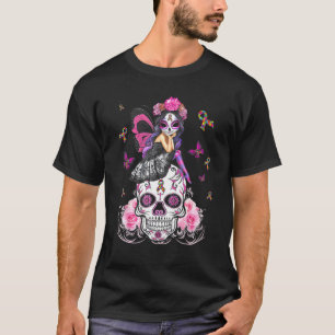 Autisme Bewustzijn Koffie Suiker Schedel Meisje Au T-shirt