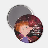 AUTISME BEWUSTZIJN LAPEL Red Hair Boy Bourgonde Magneet (Voorkant / Achterkant)