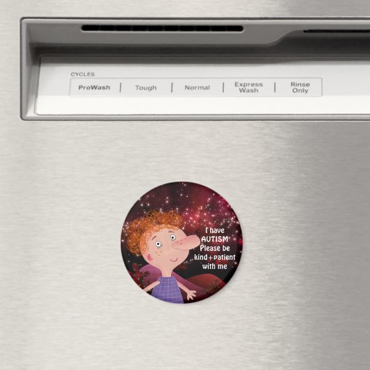 AUTISME BEWUSTZIJN LAPEL Red Hair Boy Bourgonde Magneet (Insitu (Vaatwasser))