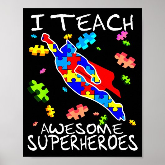 Autisme bewustzijn leraar Ik leer geweldige superh Poster (Voorkant)