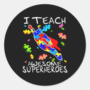 Autisme bewustzijn Leraar Ik Onderwijs Geweldige S Ronde Sticker